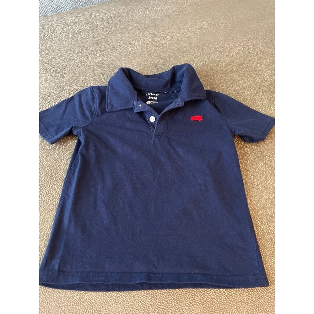 Carters Navy Fire truck Polo 3T EUC